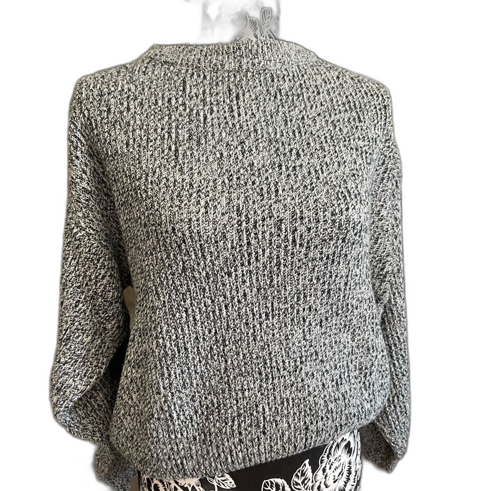 Vintage Black & White Soft Knit Sweater Saturdays Brand Wide Sleeve- Medium